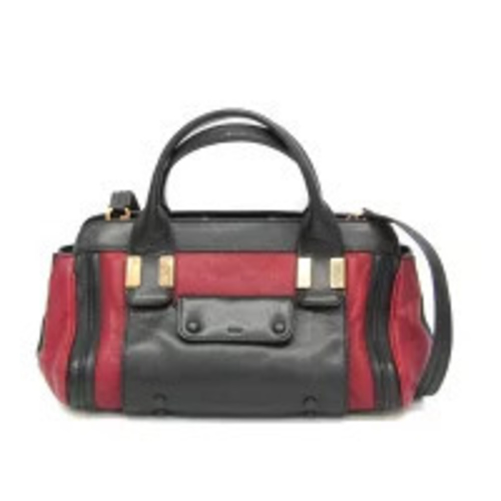 Chloe Alice Leather Handbag Shoulder Bag Bordeaux Purple Red